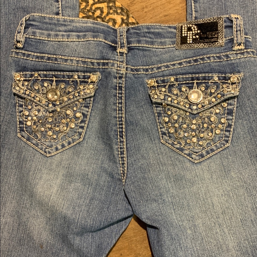 Y2K D-Fuz Rhinestone Embellished Classic Blue Boot Cut Women's Jeans size 7/8 - Picture 4 of 11